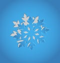 Cut out Christmas snowflake, blue paper