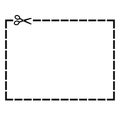 Cut out coupon rectangle shape with scissors. Vector illustration