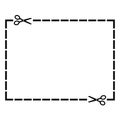 Cut out coupon rectangle shape with scissors. Vector illustration