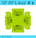 Cut out and glue educational paper game for children. Use scissors and glue to create box for small things, trifles, trinkets Royalty Free Stock Photo