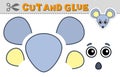 Cut out applique and glue a mouse head. Vector illustration. Paper game for children's creativity, activity and