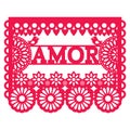 Mexican Papel Picado design - amor garland pattern for celebrating Valentine`s Day, wedding or birthday Royalty Free Stock Photo