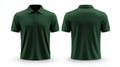 Cut out mockups of front and back of dark green polo shirts Royalty Free Stock Photo