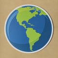 Cut out paper globe icon isolated