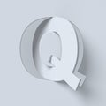 Cut out and rotated font 3d rendering letter Q