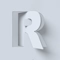 Cut out and rotated font 3d rendering letter R
