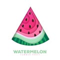 Cut out Silhouette of watermelon slice. Cut out paper art style design.
