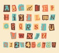 CUT PAPER LETTERS AND NUMBERS RANSOM NOTE VECTOR