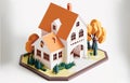 Cut Paper Sculpture Illustration of Small House - Generative AI