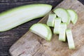 cut into parts ripe delicious zucchini,