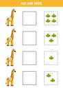 Cut and paste green bushes according to the numbers on giraffes