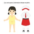 Cut and Paste, Indonesian Female Student Uniform Vector