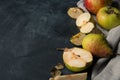 Cut pear and apple food background Royalty Free Stock Photo
