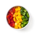 Cut Pepper Pieces In White Bowl Isolated Royalty Free Stock Photo