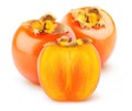 Cut persimmons isolated on white background Royalty Free Stock Photo