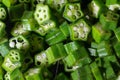 cut pieces of Okra. closeup photo