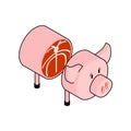 Cut pig. Pig entrails. vector illustration