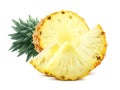 Cut pineapple and pieces on white background Royalty Free Stock Photo