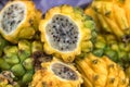 Cut pitahaya fruit in Colombia