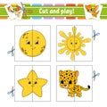 Cut and play. Flash cards. Color puzzle. Education developing worksheet. Activity page. Game for children. Funny character. Royalty Free Stock Photo