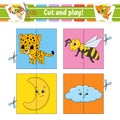 Cut and play. Flash cards. Color puzzle. Education developing worksheet. Activity page. Game for children. Funny character. Royalty Free Stock Photo