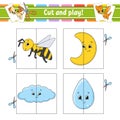 Cut and play. Flash cards. Color puzzle. Education developing worksheet. Activity page. Game for children. Funny character. Royalty Free Stock Photo