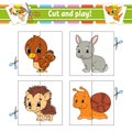 Cut and play. Flash cards. Color puzzle. Education developing worksheet. Activity page. Game for children. Funny character. Royalty Free Stock Photo