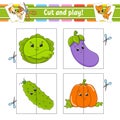 Cut and play. Flash cards. Color puzzle. Education developing worksheet. Activity page. Game for children. Funny character. Royalty Free Stock Photo