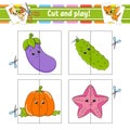 Cut and play. Flash cards. Color puzzle. Education developing worksheet. Activity page. Game for children. Funny character. Royalty Free Stock Photo