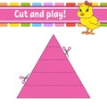 Cut and play. Logic puzzle for kids. Education developing worksheet. Learning game. Activity page. Cutting practice for preschool Royalty Free Stock Photo