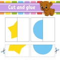 Cut and play. Paper game with glue. Flash cards. Color puzzle. Education developing worksheet. Activity page. For children. Funny Royalty Free Stock Photo