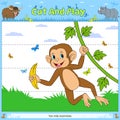 Cut and play puzzle animal game for kids monkey Royalty Free Stock Photo