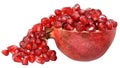 Cut the pomegranate with scattered grain isolated Royalty Free Stock Photo