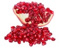 Cut the pomegranate with scattered grain isolated Royalty Free Stock Photo