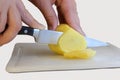 Cut the potatoes Royalty Free Stock Photo