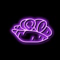 cut purple sweet potato neon glow icon illustration