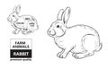 Cut of rabbit. Poster Butcher diagram for groceries, meat stores, butcher shop, farmer market. Rabbit silhouette. Vector