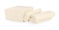 Cut raw tofu block on white background Royalty Free Stock Photo
