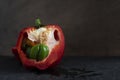 Cut red bell pepper with small peppers Royalty Free Stock Photo