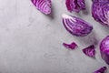 Cut red cabbage on grey table Royalty Free Stock Photo