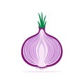 Cut Red Onion: Half Segment Vector Illustration, Healthy Food, Fresh Vegetable, Kitchen Herb Royalty Free Stock Photo