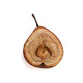 Cut rotten brown pear isolated on white background Royalty Free Stock Photo