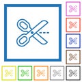 Cut with scissors outline flat framed icons Royalty Free Stock Photo