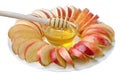 Cut into slices of apples with a bowl of honey Royalty Free Stock Photo