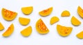 Cut and slices butternut squash on white background Royalty Free Stock Photo