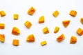 Cut and slices butternut squash on white background Royalty Free Stock Photo