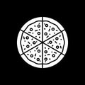 Cut slices of pizza dark mode glyph icon