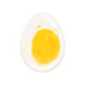 Cut soft-boiled egg vector illustration. Protein and yolk. Healthy nutrition item, dietetic product. Breakfast food