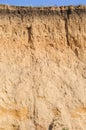 Cut of soil with different layers, grass and sky