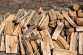 cut and stacked oak firewood Royalty Free Stock Photo
